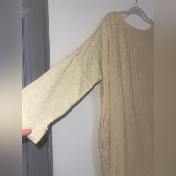 Black Crane Cotton Gauze Oversized lagenlook dress OS S minimalist long sleeve - Picture 4 of 8